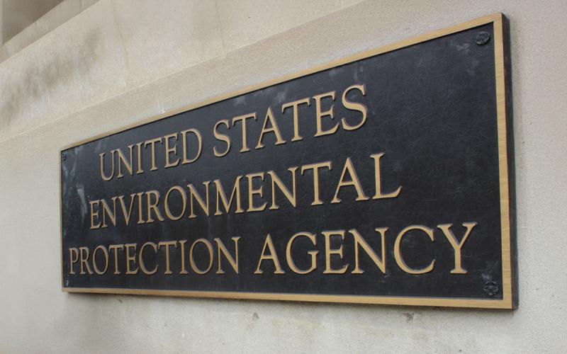 United States Environmental Protection Agency Sign plate outside the agency’s main office.