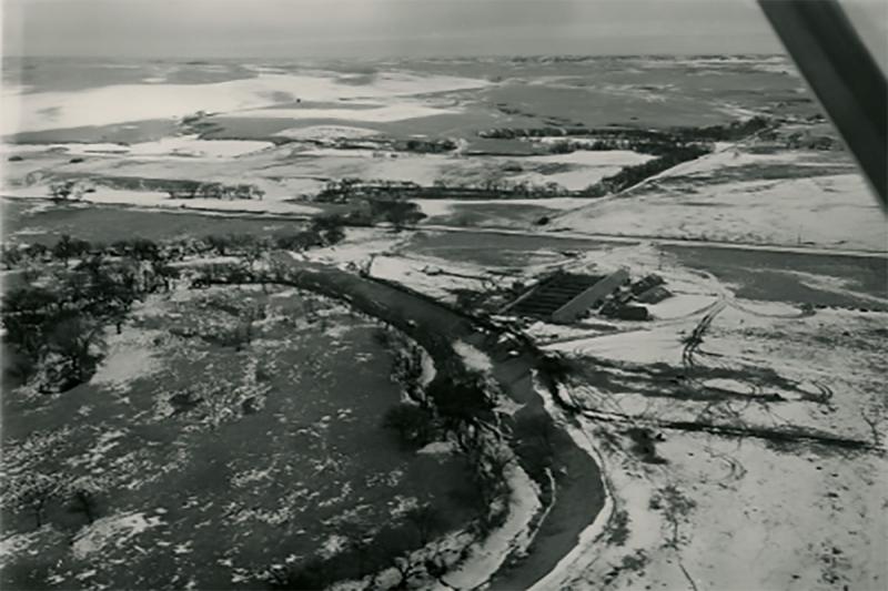 An aerial view of the land encompassing the Cottonwood Field Station.