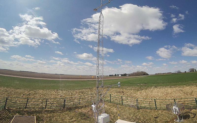 South Dakota Mesonet weather station along agricultural land in Beresford, South Dakota.