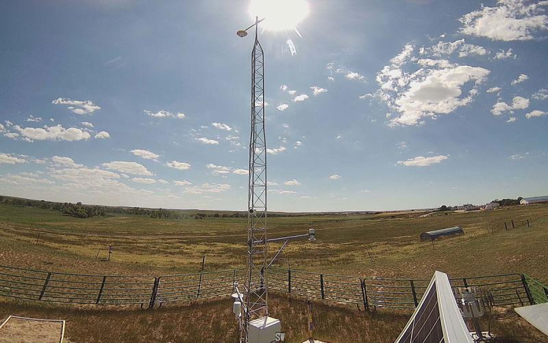Sunny sky over pasture at the Cottonwood Mesonet station.