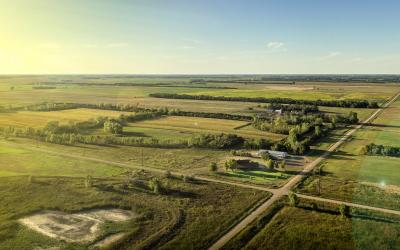 aerial view of South Dakota farm and surrounding land