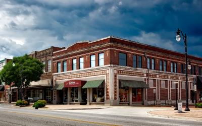 A small town main street.