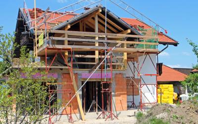 House under construction.