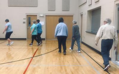 Participants walking in one of the Physical Activity Evidence-Based programs offered through SDSU Extension