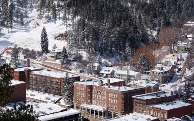 Winter in downtown Deadwood, South Dakota.