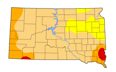 The U.S. Drought Monitor map for South Dakota as of February 4, 2021. Courtesy: U.S. Drought Monitor