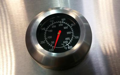 a chrome temperature gauge