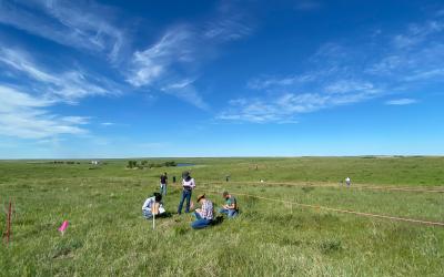 Group of Rangeland and Soils Day competitors observing grassland conditions during the competiton.