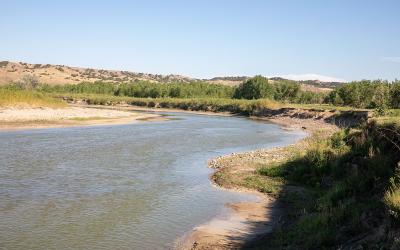 Stream running through West River South Dakota rangeland.