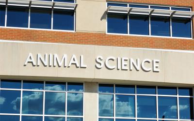 Exterior of an animal science research facility.
