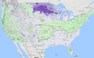 Color-coded map showing the spring 2022 first-leaf return interval. For assistance reading this graphic and data set, please call SDSU Extension at 605-688-4792.