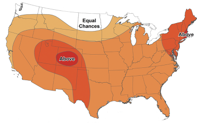 Map: Temperature outlook for September 2022