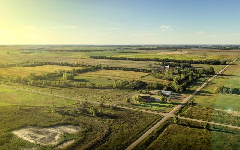 aerial view of South Dakota farm and surrounding land