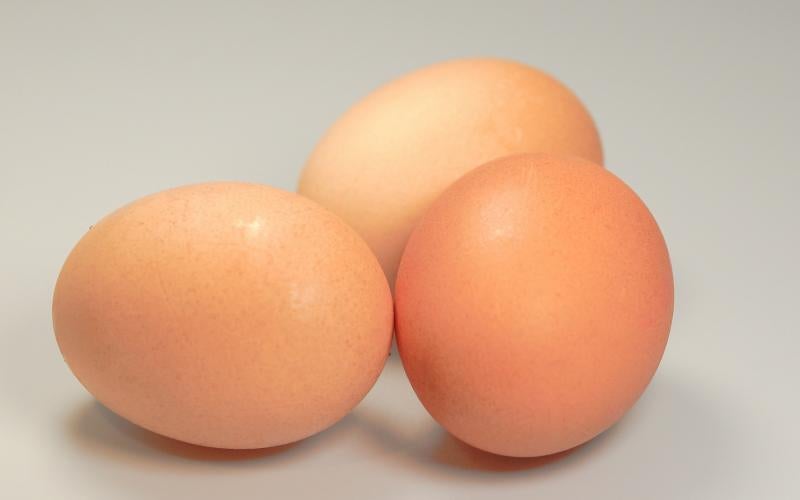 three brown eggs