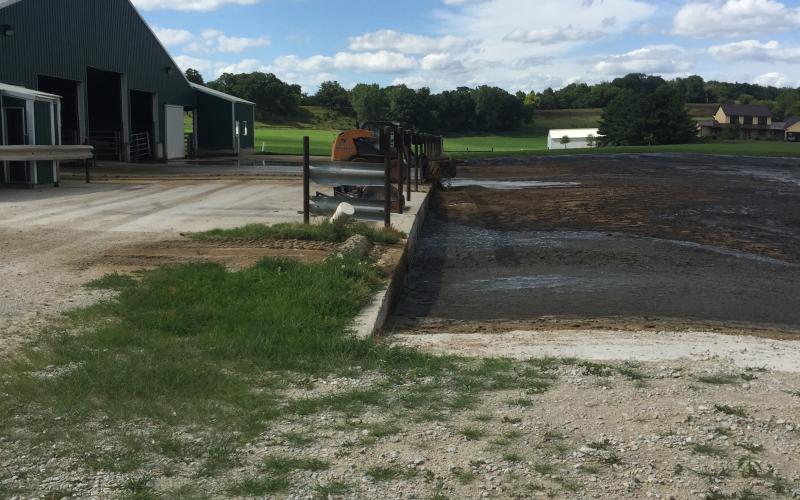A manure pit at a dairy farm.