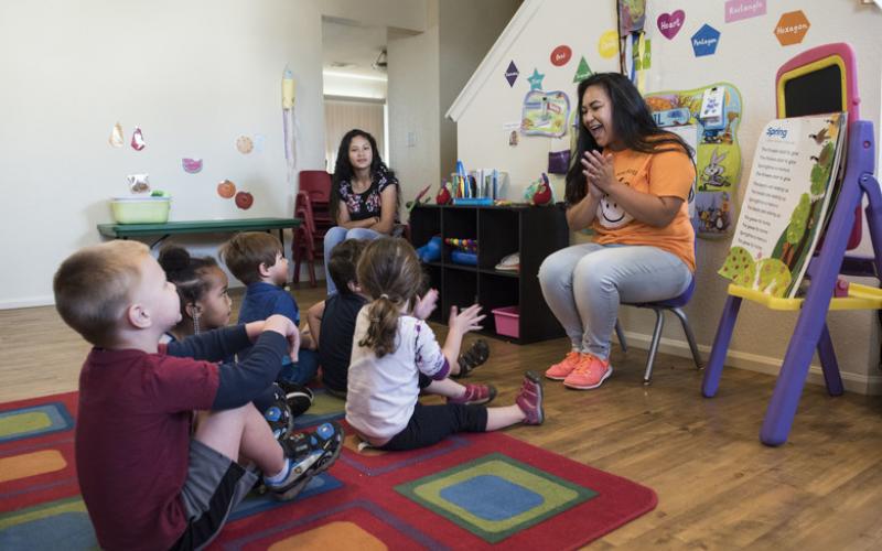 A small group of children at daycare.