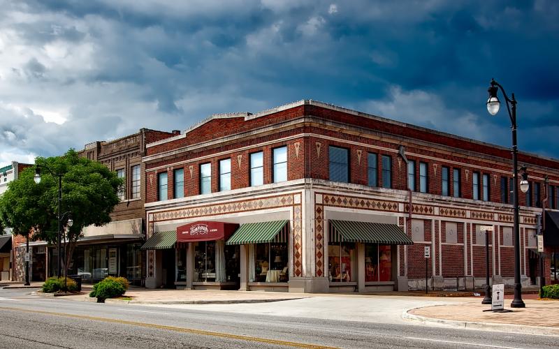 A small town main street.