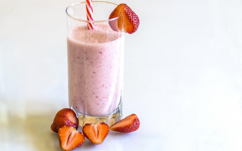 A strawberry meal replacement shake.