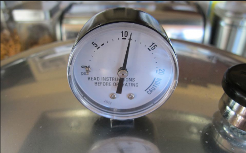 A dial pressure canner gauge