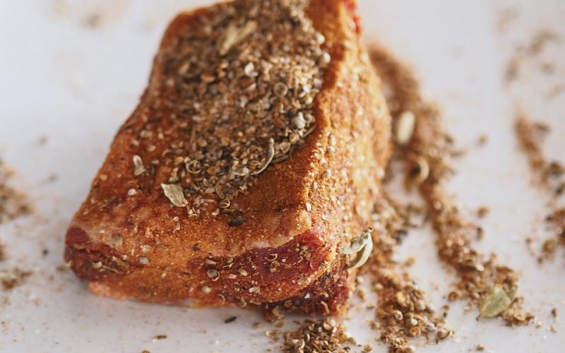 spare rib with a bbq rub applied