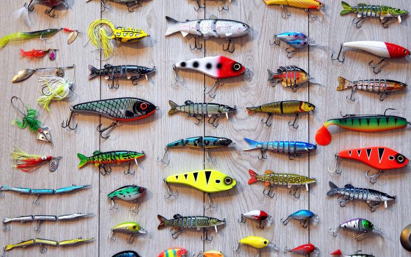 collection of various fishing lures
