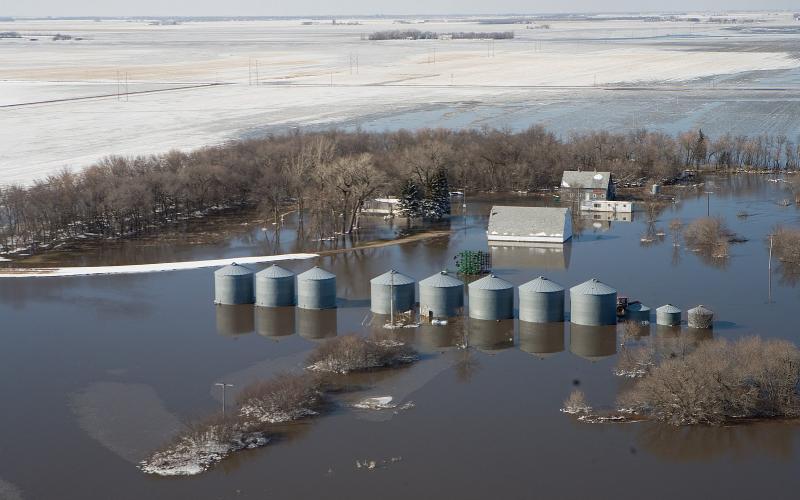 aerial view of a flooded farm in late winter. FEMA News Photo