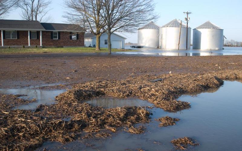 Flooded farm yard. Photo by John Shea, FEMA.