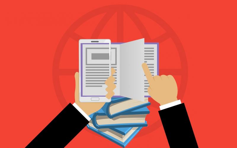 illustration of two hands reviewing terms inside an open book