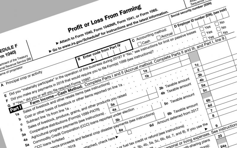 IRS Schedule "F" Form, Profit or Loss From Farming