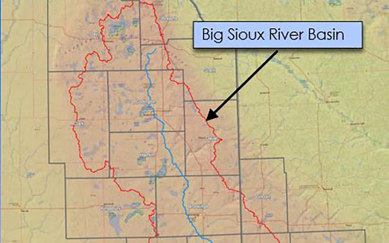 A map of the Big Sioux River Basin.