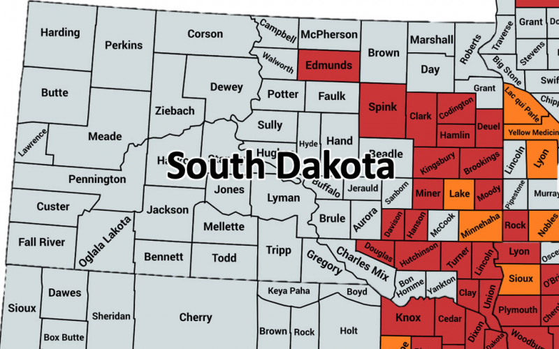 Photo showing counties where soybean gall midge has been confirmed