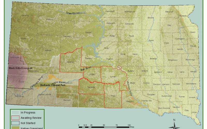 a map of South Dakota's grasslands.