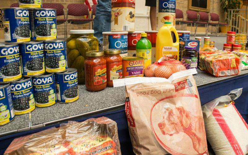 A variety of bulk foods on display at a local pick-up center.