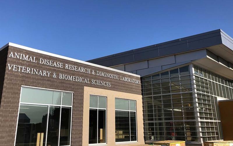 Entrance to the Animal Disease Research and Diagnostic Laboratory at South Dakota State University.
