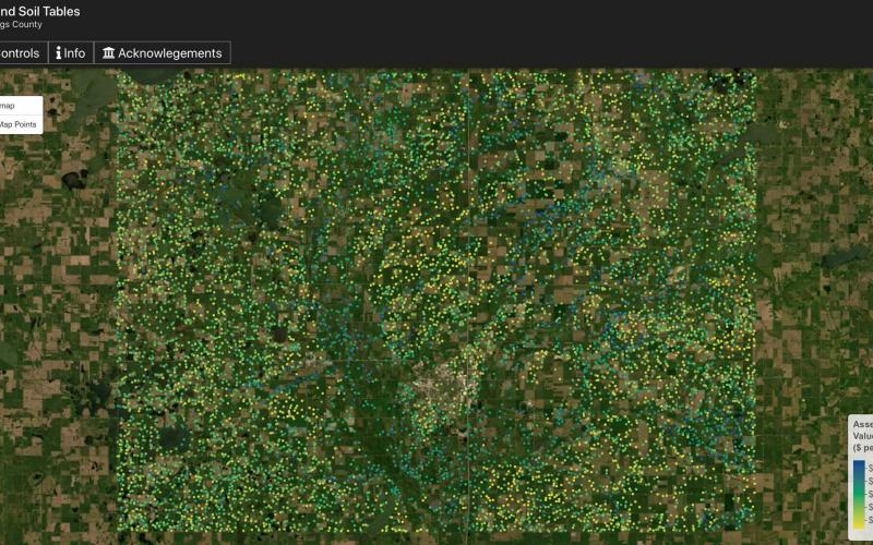 A screenshot of the ag land soil tables tool.