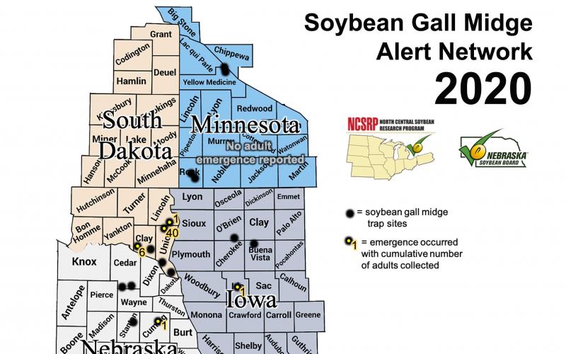 County map including portions of South Dakota, Minnesota, Nebraska and Iowa