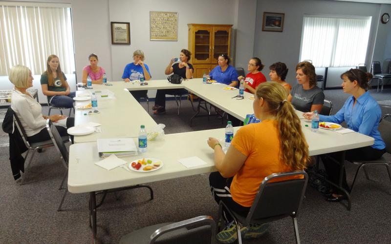 Community wellness coalition meeting in a board room.