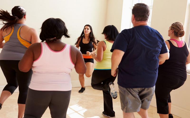 Group of community members attending a fitness class.