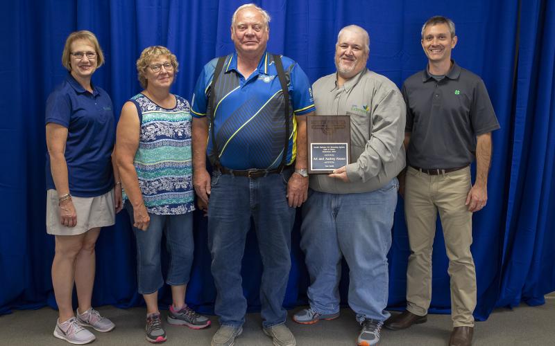 SDSU Extension Director Karla Trautman, 2021 Inductees Audrey and Art Kneen, SDSU Extension 4-H Youth Safety Field Specialist John Keimig and South Dakota 4-H Program Director Tim Tanner.