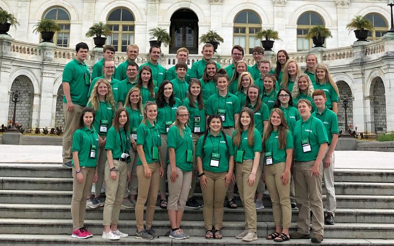 Citizenship Washington Focus delegates on the front steps of the U.S. Capitol.