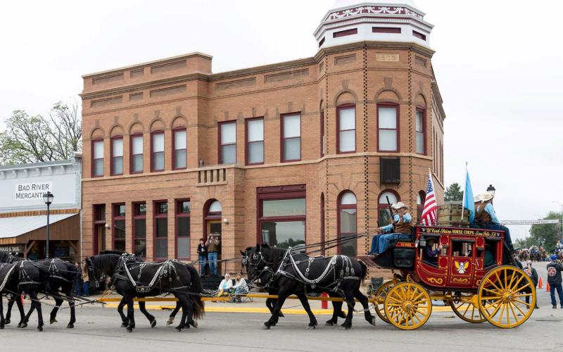 Stagecoach at a parade in Fort Pierre, South Dakota.