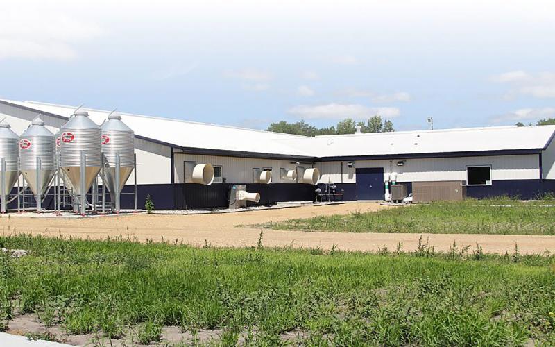 South Dakota State University on-site wean-to-finish barn.