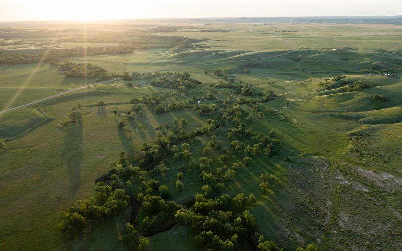 A low-gradient prairie river that is very meandering.
