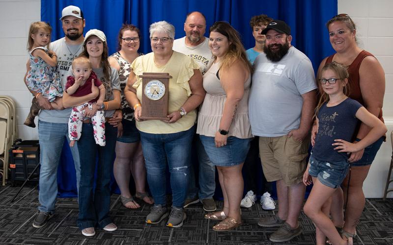 2022 4-H Volunteer Hall of Fame Awardee with family.