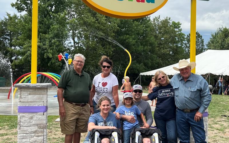 Lenny's Lily Pad Billie and Kelsea Sutton and, of Burke, South Dakota and their family in front of Lenny's Lily Pad