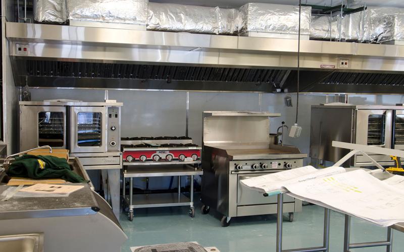 Interior of a licensed commercial kitchen.