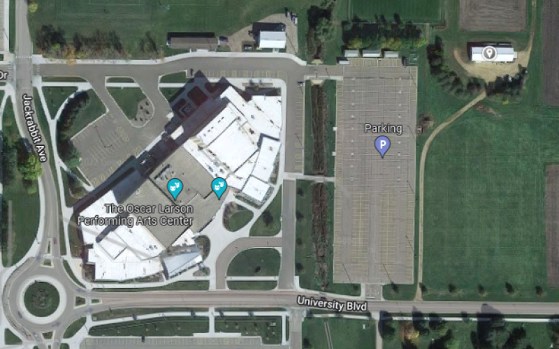 A screenshot of an aerial map view with a pin showing where the SDSU Specialty Crop Research Field-South is