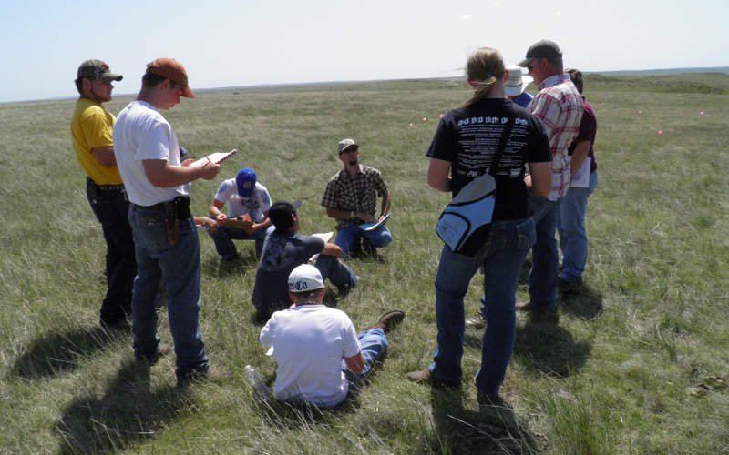 Rangeland and Soils Days participants observing rangeland.