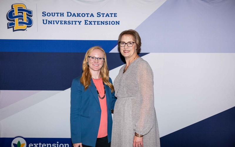 Jaelyn Whaley smiles at the camera with Karla Trautman