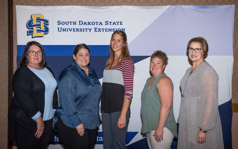Jennifer Ringkob, Aubrey Anderson, Kara Harders and Audrey Rider received a Multi-Disciplinary Program Seed Grant from SDSU Extension Director Karla Trautman.